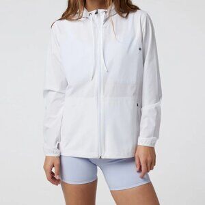 Vuori Womens Outdoor Trainer Shell Hooded Jacket White Stretch Performance